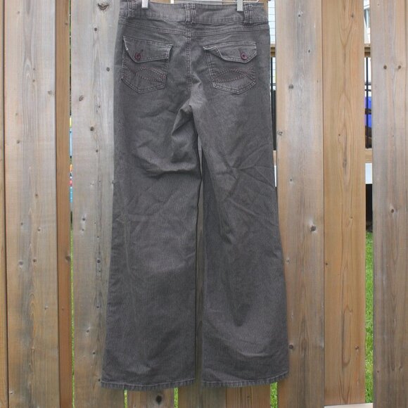 RETRO Wide Leg Stripe Pants Brown Women's Size 10 x 32 Flap back pocket - Picture 2 of 4